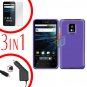 For LG T-Mobile G2x Car Charger +Cover Hard Case Purple +Screen 3-in-1