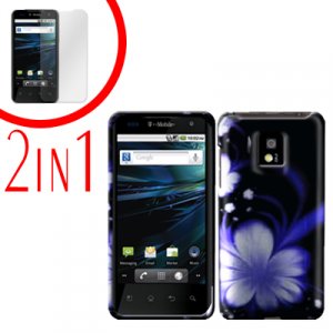 For LG T-Mobile G2x Cover Hard Case B-Flower +Screen 2-in-1