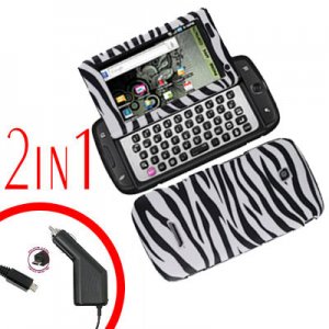 For Samsung Sidekick 4G Car Charger +Cover Hard Case Zebra 2-in-1