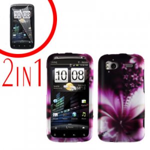 For HTC Sensation Cover Hard Case L-Flower + Screen Protector 2-in-1