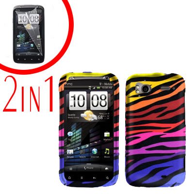 For HTC Sensation Cover Hard Case C-Zebra + Screen Protector 2-in-1