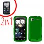 For HTC Sensation Cover Hard Case Green + Screen Protector 2-in-1