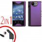 For Kyocera Echo M9300 Car Charger +Cover Hard Case Purple 2-in-1