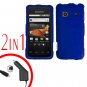 For Samsung Prevail M820 Car Charger +Hard Case Rubberized Blue