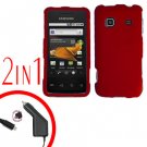 For Samsung Prevail M820 Car Charger +Hard Case Rubberized Red
