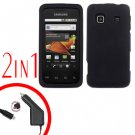 For Samsung Prevail M820 Car Charger +Hard Case Rubberized Black