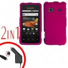 For Samsung Prevail M820 Car Charger +Hard Case Rubberized R-Pink