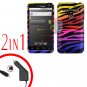 For LG Revolution VS910 Car Charger +Cover Hard Case C-Zebra 2-in-1