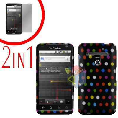 For LG Revolution VS910 Cover Hard Case R-Dot + Screen Protector 2-in-1
