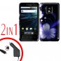 For LG Optimus 2X P990 Car Charger +Cover Hard Case B-Flower 2-in-1