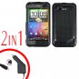 For HTC Incredible S Cover Hard Case Carbon Fiber + Screen Protector 2-in-1