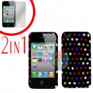 For Apple iPhone 4S 4 Cover Hard Case R-Dot +Screen 2-in-1