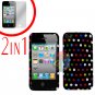 For Apple iPhone 4S 4 Cover Hard Case R-Dot +Screen 2-in-1