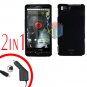For Motorola Milestone X Car Charger +Cover Hard Case Black 2-in-1