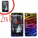 For Motorola Droid X2 Cover Hard Case C-Zebra +Screen 2-in-1
