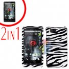 For Motorola Droid X2 Cover Hard Case Zebra +Screen 2-in-1