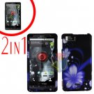 For Motorola Droid X2 Cover Hard Case B-Flower +Screen 2-in-1