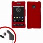 For LG Optimus GT540 Car Charger +Cover Hard Case Rubberized Red 2-in-1