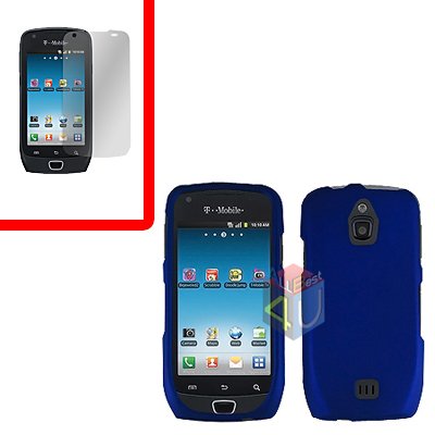 For Samsung Exhibit 4G Cover Hard Case Rubberized Blue +Screen Protector