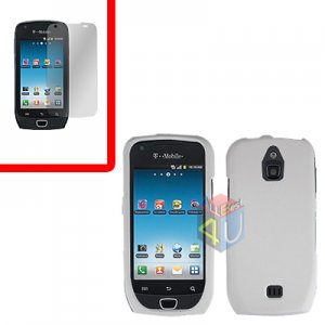For Samsung Exhibit 4G Cover Hard Case Rubberized White +Screen Protector