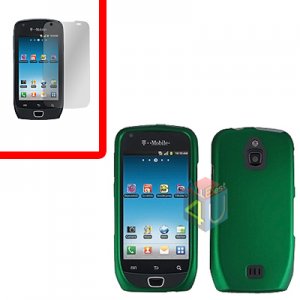 For Samsung Exhibit 4G Cover Hard Case Rubberized Green +Screen Protector