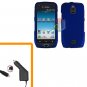 For Samsung Exhibit 4G Car Charger +Hard Case Rubberized Blue