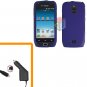 For Samsung Exhibit 4G Car Charger +Hard Case Rubberized Purple