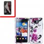 For Samsung Galaxy S II i9100 Cover Hard Case W-Flower +Screen Protector
