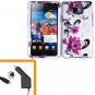For Samsung Galaxy S II i9100 Car Charger +Hard Case W-Flower