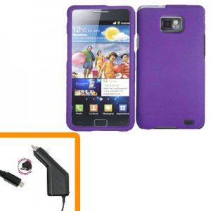 For Samsung Galaxy S II i9100 Car Charger +Hard Case Purple
