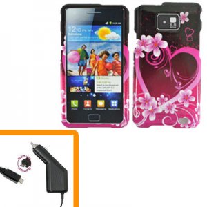 For Samsung Galaxy S II i9100 Car Charger +Hard Case Love