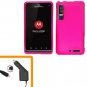 For Motorola XT860 4G / Droid 3 Car Charger +Hard Case H-Pink