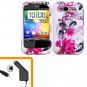 For HTC Wildfire S Car Charger + Cover Hard Case W-Flower