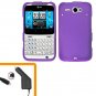For HTC Status / ChaCha Car Charger + Cover Hard Case Purple