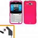 For HTC Status / ChaCha Car Charger + Cover Hard Case H-Pink