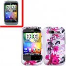 For HTC Wildfire S Cover Hard Case W-Flower + Screen Protector 2-in-1