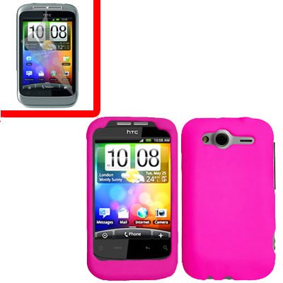 For HTC Wildfire S Cover Hard Case H-Pink + Screen Protector 2-in-1