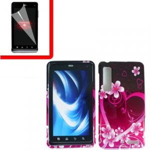 For Motorola Droid 3 XT862 Cover Hard Case Love +Screen 2-in-1