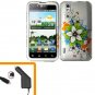 For LG Marquee LS855/ Optimus Black P970 Car Charger +Cover Hard Case C-Flower  2-in-1