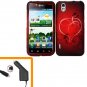 For LG Marquee LS855/ Optimus Black P970 Car Charger +Cover Hard Case Heart  2-in-1