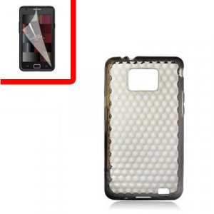 For Samsung Galaxy S II 4G TPU Case H-Clear -Smoke +Screen 2-in-1