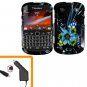 For BlackBerry Bold 9930 4G Car Charger + Cover Hard Case M-Flower