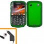 For BlackBerry Bold 9930 9900 4G Car Charger + Cover Hard Case Green