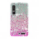 For Motorola XT860 4G / Droid 3 Cover Hard Case Crystal Bling Pink Splash