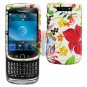 For BlackBerry Torch 9810 4G Car Charger + Cover Hard Case R-Flower