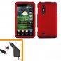 For HTC Thrill 4G / Optimus 3D Car Charger +Cover Hard Case Red 2-in-1