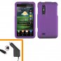 For HTC Thrill 4G / Optimus 3D Car Charger +Cover Hard Case Purple 2-in-1