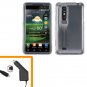 For HTC Thrill 4G / Optimus 3D Car Charger +Cover Hard Case Clear  2-in-1