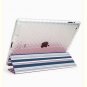 For Apple ipad 2 Cover TPU Case w/ Fold Stand Blue Stripe