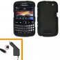 For BlackBerry Curve 9350 9360 9370 Car Charger + Cover Hard Case Black